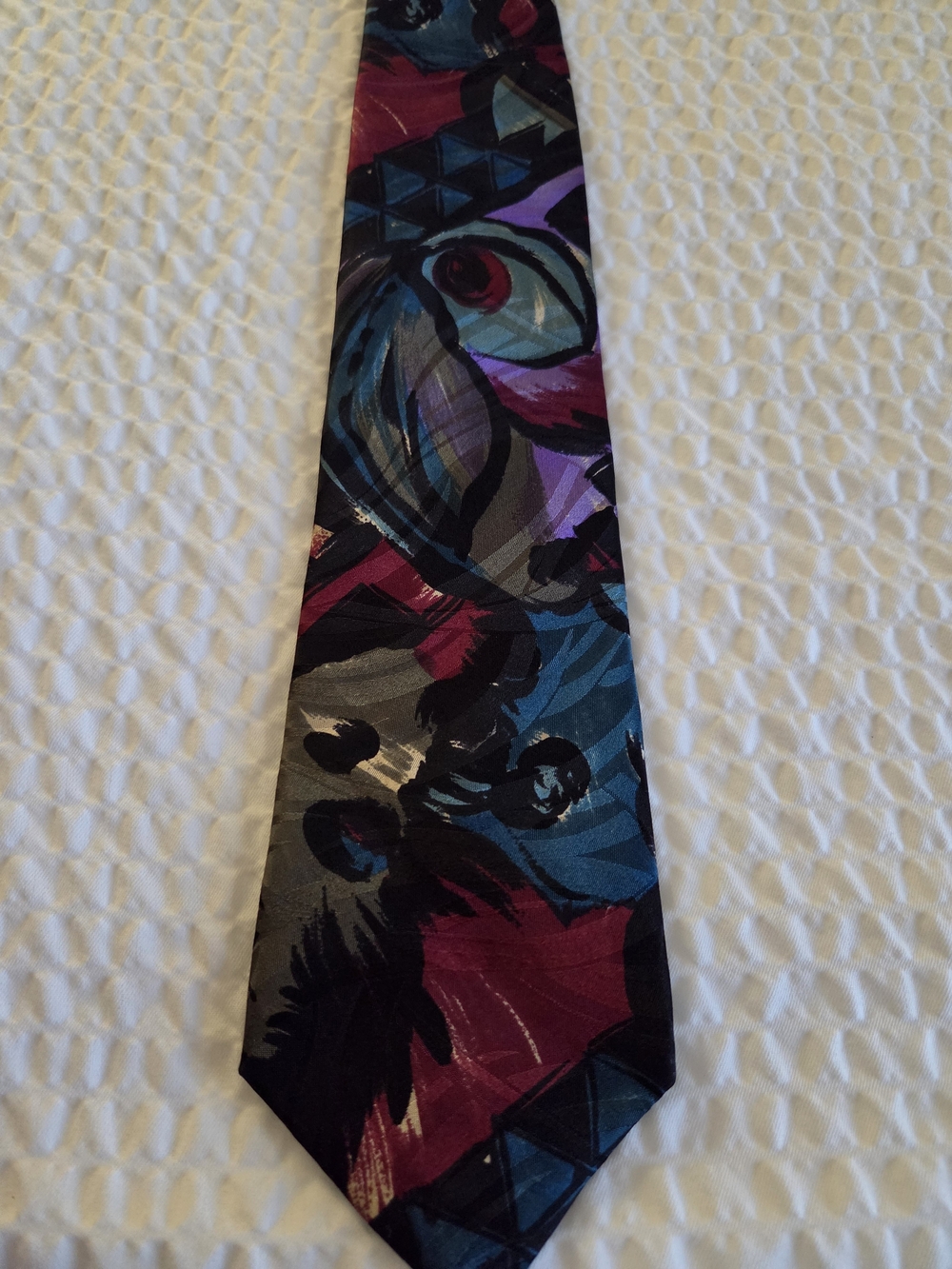 Vintage Cellini Collection 100% Silk Tie – 90s Abstract Paint Stroke Pattern